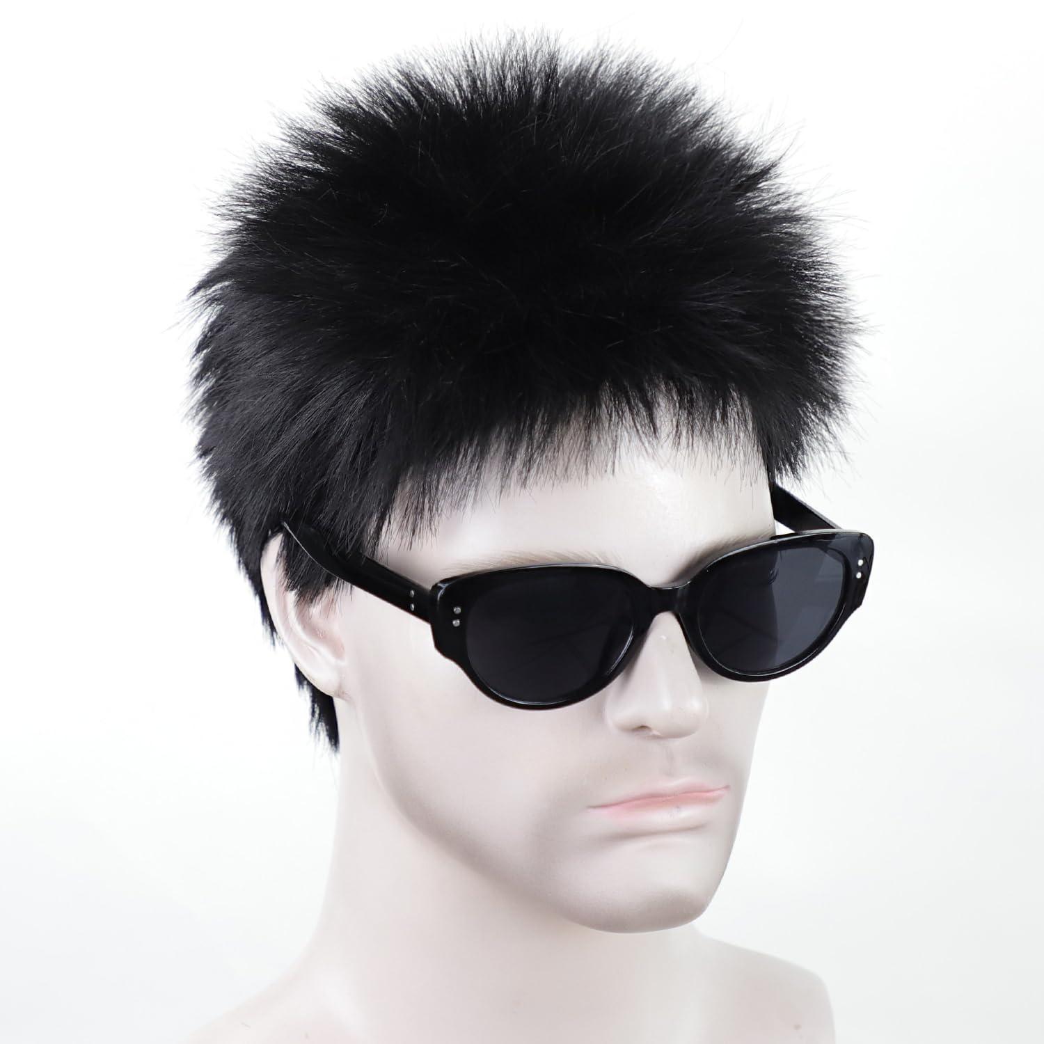 imageSEVENCOLORS Mens Wig Short Auburn Wigs for Men Natural Layered Reddish Synthetic Wigs Daily Cosplay Costume Buzz Cut Male WigBlack