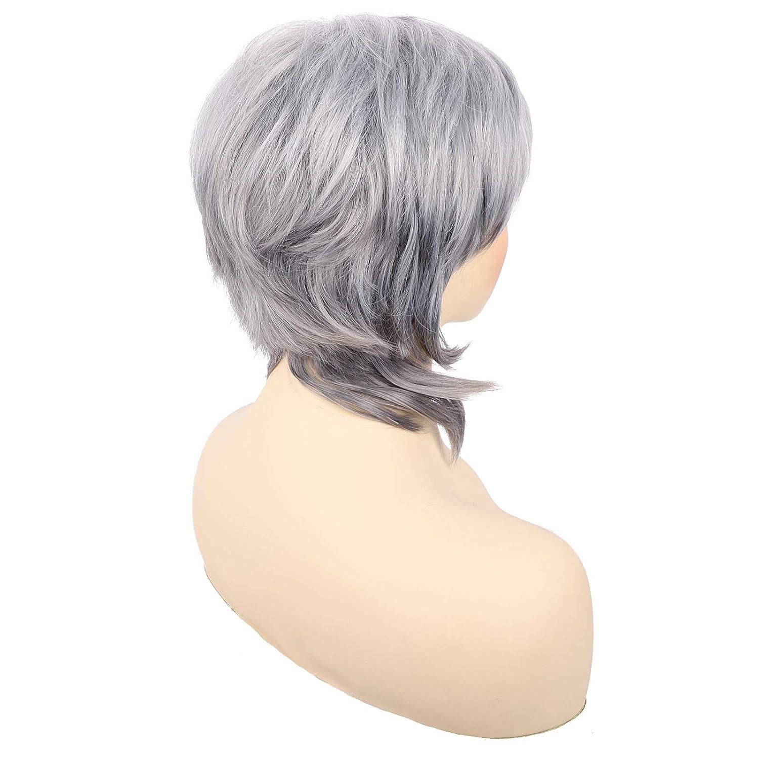 imageSEVENCOLORS Short Grey Wigs for Women Lace Front Silver Gray Short Wavy Bob Wigs Natural Hair Synthetic Wigs for Older White WomenGray Pixie Cut