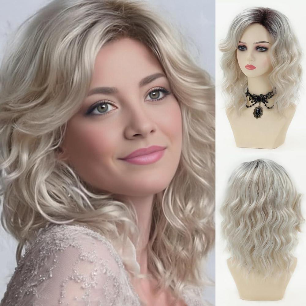 imageSEVENCOLORS Long Black Wavy Wigs for Women Natural Soft Hair Black Wig with Bangs Synthetic Fluffy Curly Wigs for Daily Party CosplayPlatinum
