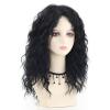 SEVENCOLORS Long Black Wavy Wigs for Women Natural Soft Hair Black Wig with Bangs Synthetic Fluffy Curly Wigs for Daily Party Cosplay(Black)