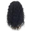 SEVENCOLORS Long Black Wavy Wigs for Women Natural Soft Hair Black Wig with Bangs Synthetic Fluffy Curly Wigs for Daily Party Cosplay(Black)