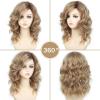SEVENCOLORS Long Black Wavy Wigs for Women Natural Soft Hair Black Wig with Bangs Synthetic Fluffy Curly Wigs for Daily Party Cosplay(Blonde)