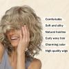 SEVENCOLORS Long Black Wavy Wigs for Women Natural Soft Hair Black Wig with Bangs Synthetic Fluffy Curly Wigs for Daily Party Cosplay(Blonde)