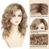 SEVENCOLORS Long Black Wavy Wigs for Women Natural Soft Hair Black Wig with Bangs Synthetic Fluffy Curly Wigs for Daily Party Cosplay(Blonde)