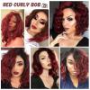 SEVENCOLORS Long Black Wavy Wigs for Women Natural Soft Hair Black Wig with Bangs Synthetic Fluffy Curly Wigs for Daily Party Cosplay(Burgundy)