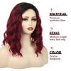 SEVENCOLORS Long Black Wavy Wigs for Women Natural Soft Hair Black Wig with Bangs Synthetic Fluffy Curly Wigs for Daily Party Cosplay(Burgundy)