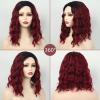 SEVENCOLORS Long Black Wavy Wigs for Women Natural Soft Hair Black Wig with Bangs Synthetic Fluffy Curly Wigs for Daily Party Cosplay(Burgundy)