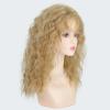 SEVENCOLORS Long Black Wavy Wigs for Women Natural Soft Hair Black Wig with Bangs Synthetic Fluffy Curly Wigs for Daily Party Cosplay(Light blonde)
