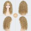 SEVENCOLORS Long Black Wavy Wigs for Women Natural Soft Hair Black Wig with Bangs Synthetic Fluffy Curly Wigs for Daily Party Cosplay(Light blonde)