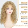 SEVENCOLORS Long Black Wavy Wigs for Women Natural Soft Hair Black Wig with Bangs Synthetic Fluffy Curly Wigs for Daily Party Cosplay(Light blonde)