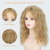 SEVENCOLORS Long Black Wavy Wigs for Women Natural Soft Hair Black Wig with Bangs Synthetic Fluffy Curly Wigs for Daily Party Cosplay(Light blonde)