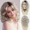 SEVENCOLORS Long Black Wavy Wigs for Women Natural Soft Hair Black Wig with Bangs Synthetic Fluffy Curly Wigs for Daily Party Cosplay(Platinum)