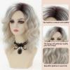 SEVENCOLORS Long Black Wavy Wigs for Women Natural Soft Hair Black Wig with Bangs Synthetic Fluffy Curly Wigs for Daily Party Cosplay(Platinum)