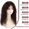 SEVENCOLORS Long Black Wavy Wigs for Women Natural Soft Hair Black Wig with Bangs Synthetic Fluffy Curly Wigs for Daily Party Cosplay(Reddish brown)