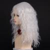 SEVENCOLORS Long Black Wavy Wigs for Women Natural Soft Hair Black Wig with Bangs Synthetic Fluffy Curly Wigs for Daily Party Cosplay(White)