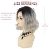 SEVENCOLORS Medium Length Strawberry Blonde Wigs for Women Layered Straight Blonde Wigs with Dark Roots Synthetic Hair Wig for Daily Party Cosplay(Silver grey)