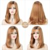 SEVENCOLORS Medium Length Strawberry Blonde Wigs for Women Layered Straight Blonde Wigs with Dark Roots Synthetic Hair Wig for Daily Party Cosplay(Strawberry blonde)