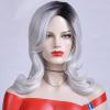 SEVENCOLORS Medium Length Strawberry Blonde Wigs for Women Layered Straight Blonde Wigs with Dark Roots Synthetic Hair Wig for Daily Party Cosplay(white grey)