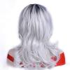 SEVENCOLORS Medium Length Strawberry Blonde Wigs for Women Layered Straight Blonde Wigs with Dark Roots Synthetic Hair Wig for Daily Party Cosplay(white grey)