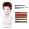 SEVENCOLORS Mens Wig Short Auburn Wigs for Men Natural Layered Reddish Synthetic Wigs Daily Cosplay Costume Buzz Cut Male Wig(Auburn)