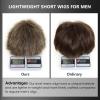 SEVENCOLORS Mens Wig Short Auburn Wigs for Men Natural Layered Reddish Synthetic Wigs Daily Cosplay Costume Buzz Cut Male Wig(Black)
