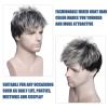 SEVENCOLORS Mens Wig Short Auburn Wigs for Men Natural Layered Reddish Synthetic Wigs Daily Cosplay Costume Buzz Cut Male Wig(Mixed gray)