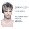 SEVENCOLORS Mens Wig Short Auburn Wigs for Men Natural Layered Reddish Synthetic Wigs Daily Cosplay Costume Buzz Cut Male Wig(Mixed gray)