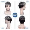 SEVENCOLORS Mens Wig Short Auburn Wigs for Men Natural Layered Reddish Synthetic Wigs Daily Cosplay Costume Buzz Cut Male Wig(Mixed gray)