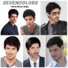 SEVENCOLORS Mens Wig Short Auburn Wigs for Men Natural Layered Reddish Synthetic Wigs Daily Cosplay Costume Buzz Cut Male Wig(Natural black)