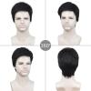 SEVENCOLORS Mens Wig Short Auburn Wigs for Men Natural Layered Reddish Synthetic Wigs Daily Cosplay Costume Buzz Cut Male Wig(Natural black)