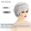 SEVENCOLORS Short Blonde Curly Wigs for White Women Natural Looking Blonde Wavy Wigs with Dark Roots Synthetic Hair Short Womens Wig(Mixed gray)