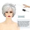 SEVENCOLORS Short Blonde Curly Wigs for White Women Natural Looking Blonde Wavy Wigs with Dark Roots Synthetic Hair Short Womens Wig(Mixed gray)