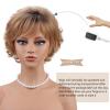 SEVENCOLORS Short Blonde Curly Wigs for White Women Natural Looking Blonde Wavy Wigs with Dark Roots Synthetic Hair Short Womens Wig(Ombre blonde)