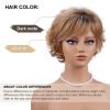 SEVENCOLORS Short Blonde Curly Wigs for White Women Natural Looking Blonde Wavy Wigs with Dark Roots Synthetic Hair Short Womens Wig(Ombre blonde)