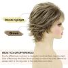 SEVENCOLORS Short Blonde Wigs for White Women Synthetic Hair Mixed Brown Wigs with Bangs Natural Layered Pixie Cut Wig for Women(Blonde mixed brown)