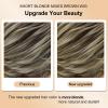 SEVENCOLORS Short Blonde Wigs for White Women Synthetic Hair Mixed Brown Wigs with Bangs Natural Layered Pixie Cut Wig for Women(Blonde mixed brown)