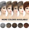 SEVENCOLORS Short Blonde Wigs for White Women Synthetic Hair Mixed Brown Wigs with Bangs Natural Layered Pixie Cut Wig for Women(Blonde with dark root)
