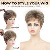 SEVENCOLORS Short Blonde Wigs for White Women Synthetic Hair Mixed Brown Wigs with Bangs Natural Layered Pixie Cut Wig for Women(Blonde with dark root)
