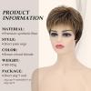 SEVENCOLORS Short Blonde Wigs for White Women Synthetic Hair Mixed Brown Wigs with Bangs Natural Layered Pixie Cut Wig for Women(Brown with highlights)