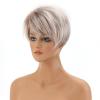 SEVENCOLORS Short Blonde Wigs for White Women Synthetic Hair Mixed Brown Wigs with Bangs Natural Layered Pixie Cut Wig for Women(Light pink mixed blonde)
