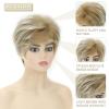 SEVENCOLORS Short Blonde Wigs for White Women Synthetic Hair Mixed Brown Wigs with Bangs Natural Layered Pixie Cut Wig for Women(Mixed blonde)