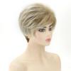 SEVENCOLORS Short Blonde Wigs for White Women Synthetic Hair Mixed Brown Wigs with Bangs Natural Layered Pixie Cut Wig for Women(Mixed blonde)