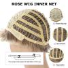 SEVENCOLORS Short Blonde Wigs for White Women Synthetic Hair Mixed Brown Wigs with Bangs Natural Layered Pixie Cut Wig for Women(Mixed light blonde)