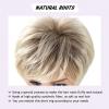 SEVENCOLORS Short Blonde Wigs for White Women Synthetic Hair Mixed Brown Wigs with Bangs Natural Layered Pixie Cut Wig for Women(Mixed light blonde)