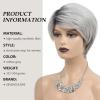 SEVENCOLORS Short Blonde Wigs for White Women Synthetic Hair Mixed Brown Wigs with Bangs Natural Layered Pixie Cut Wig for Women(short ombre gray wig)