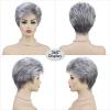 SEVENCOLORS Short Blonde Wigs for White Women Synthetic Hair Mixed Brown Wigs with Bangs Natural Layered Pixie Cut Wig for Women(silver pixie cut wig)