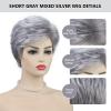 SEVENCOLORS Short Blonde Wigs for White Women Synthetic Hair Mixed Brown Wigs with Bangs Natural Layered Pixie Cut Wig for Women(silver pixie cut wig)