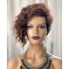 SEVENCOLORS Short Brown Curly Wigs for Black Women Pixie Cut Bob Wigs Synthetic Hair Short Wavy Wigs with Bangs Asymmetrical Brown and Black Wig(Brown mixed black)