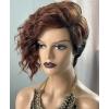 SEVENCOLORS Short Brown Curly Wigs for Black Women Pixie Cut Bob Wigs Synthetic Hair Short Wavy Wigs with Bangs Asymmetrical Brown and Black Wig(Brown mixed black)