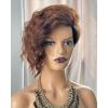 SEVENCOLORS Short Brown Curly Wigs for Black Women Pixie Cut Bob Wigs Synthetic Hair Short Wavy Wigs with Bangs Asymmetrical Brown and Black Wig(Brown mixed black)